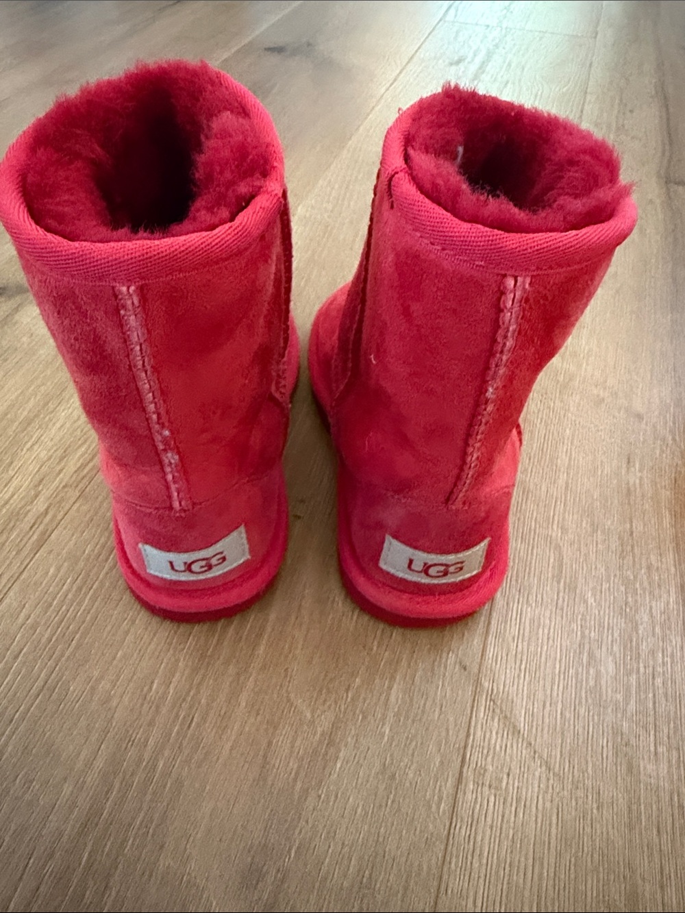 UGG Short Sheepskin Boots in Red Suede